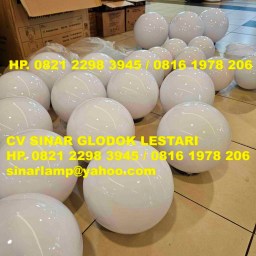 Lampu Taman Bulat Globe Akrilik Putih Susu Diameter 20cm